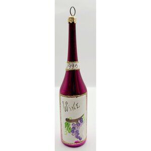 Christopher Radko Y2K Cabernet Wine Bottle 1995 Purple Glass Ornament *Fair*